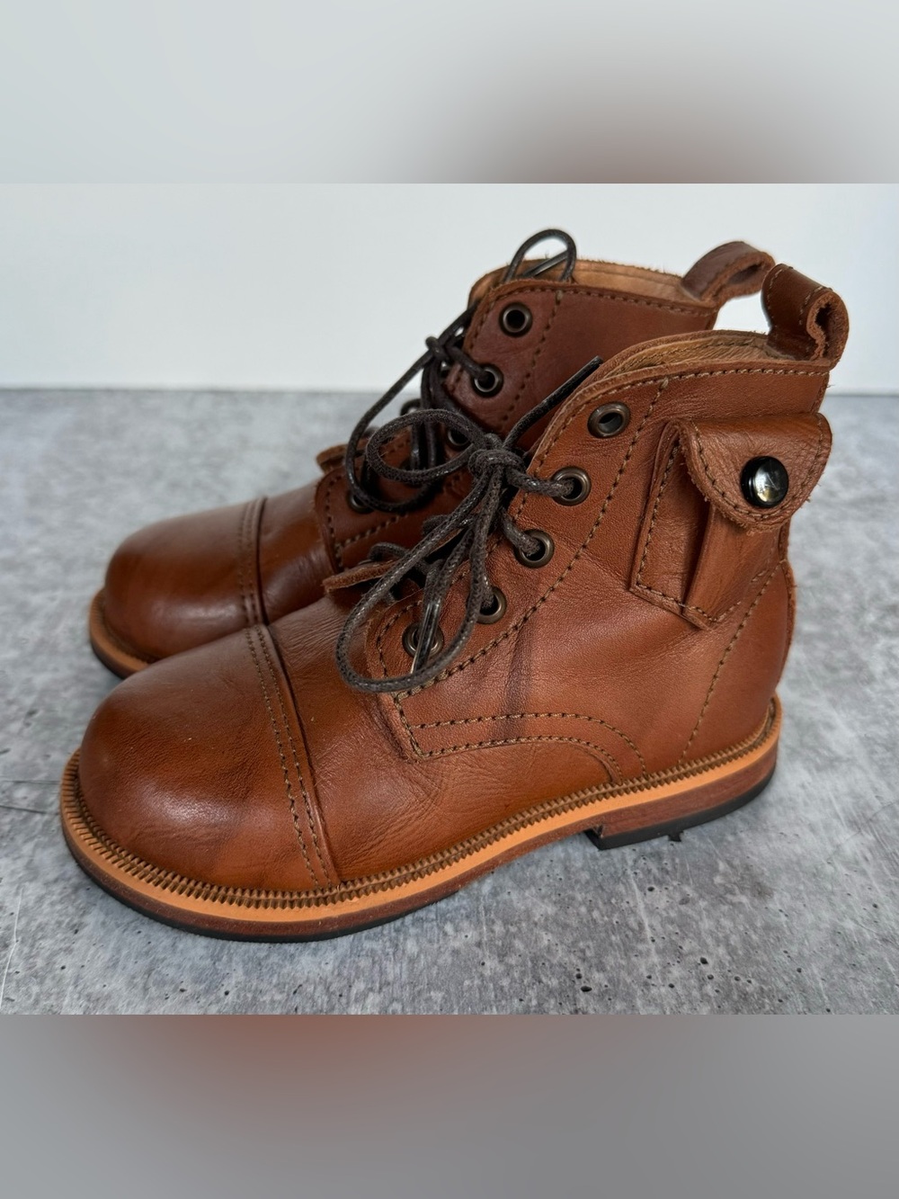 Mikoleon Heirloom Classic handmade leather boots brown Toddler Size 23/ 7-7.5